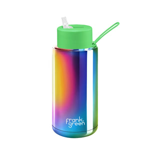 Frank Green Reusable Bottle - 34oz/1L | Chrome Rainbow