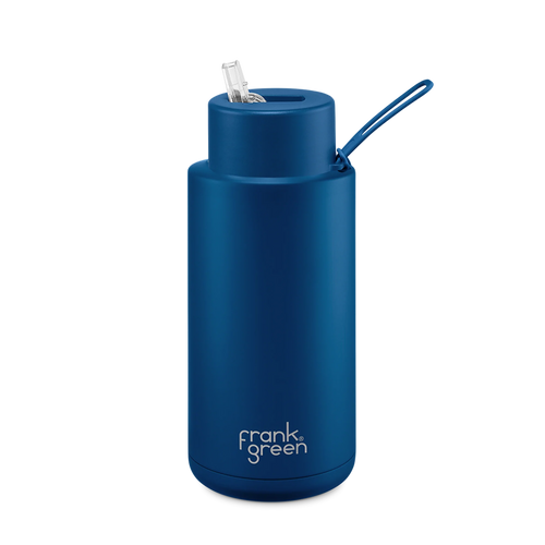 Frank Green - Reusable Straw Bottle 34oz/1L Deep Ocean