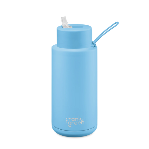 Frank Green Reusable Straw Bottle 34oz/1L - Sky Blue