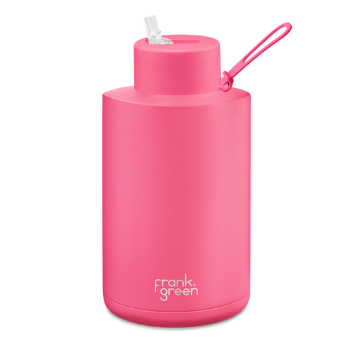 Frank Green Reusable Straw Bottle 68oz/2L - Neon Pink