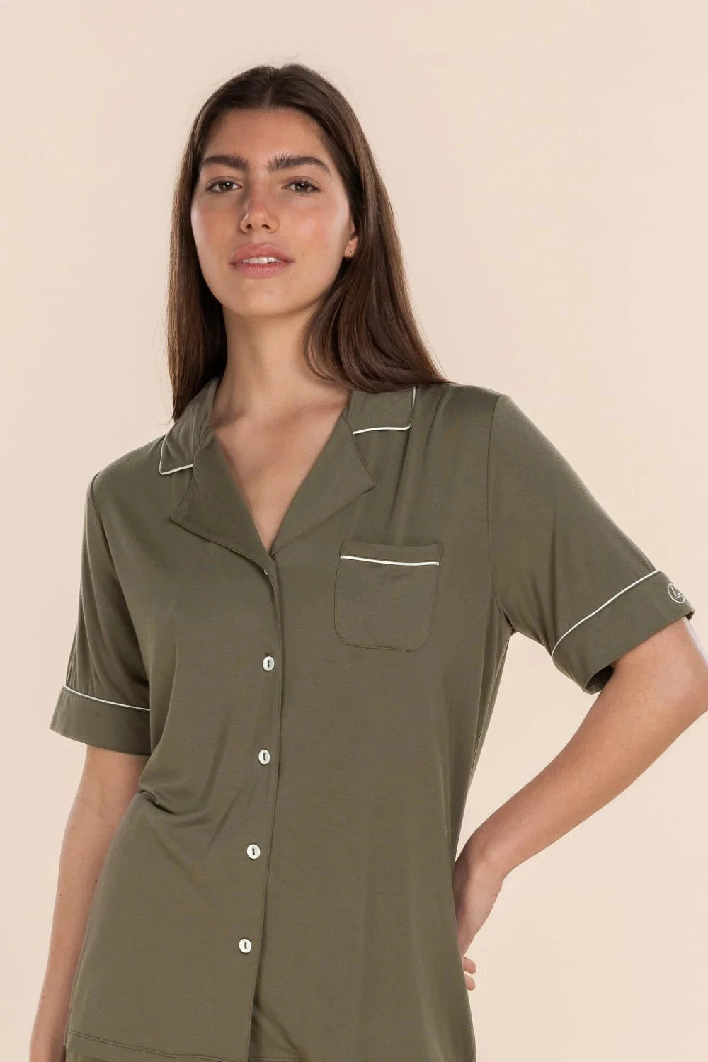 Gingerlilly - Sadie Bamboo Short Women's PJ Set | Olive Short Sleeve Pyjamas Gingerlilly 