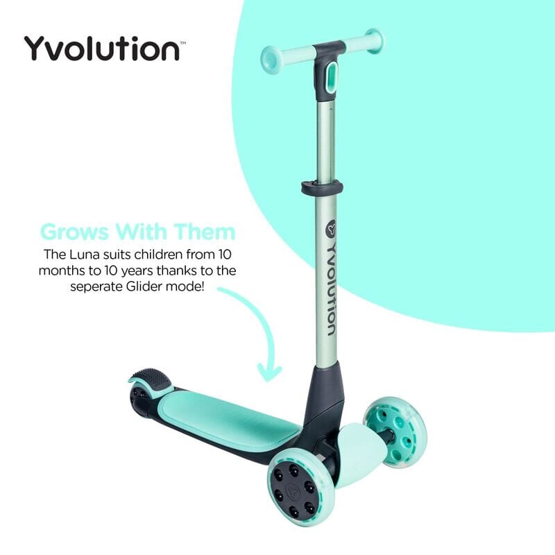 Glider Luna 5-in-1 Scooter & Ride-on - Green Bikes Yvolution 
