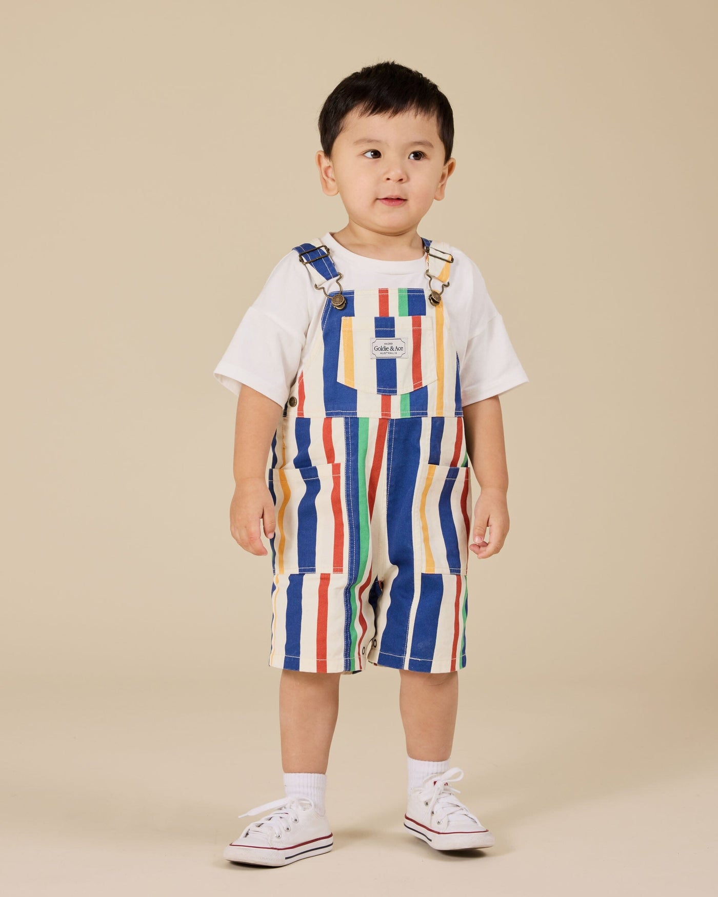 Goldie & Ace - 90'S Bold Stripe Burton Denim Pocket Overalls Overalls Goldie & Ace 
