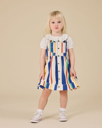 Goldie & Ace - 90'S Bold Stripe Heidi Denim Pinafore Dress Sleeveless Dress Goldie & Ace 