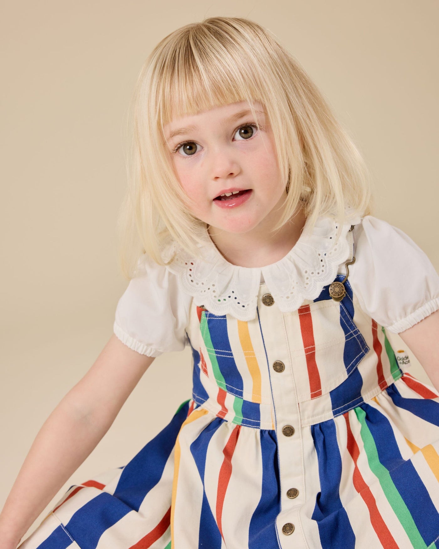 Goldie & Ace - 90'S Bold Stripe Heidi Denim Pinafore Dress Sleeveless Dress Goldie & Ace 