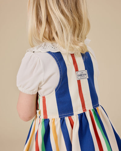 Goldie & Ace - 90'S Bold Stripe Heidi Denim Pinafore Dress Sleeveless Dress Goldie & Ace 
