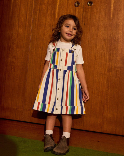 Goldie & Ace - 90'S Bold Stripe Heidi Denim Pinafore Dress Sleeveless Dress Goldie & Ace 