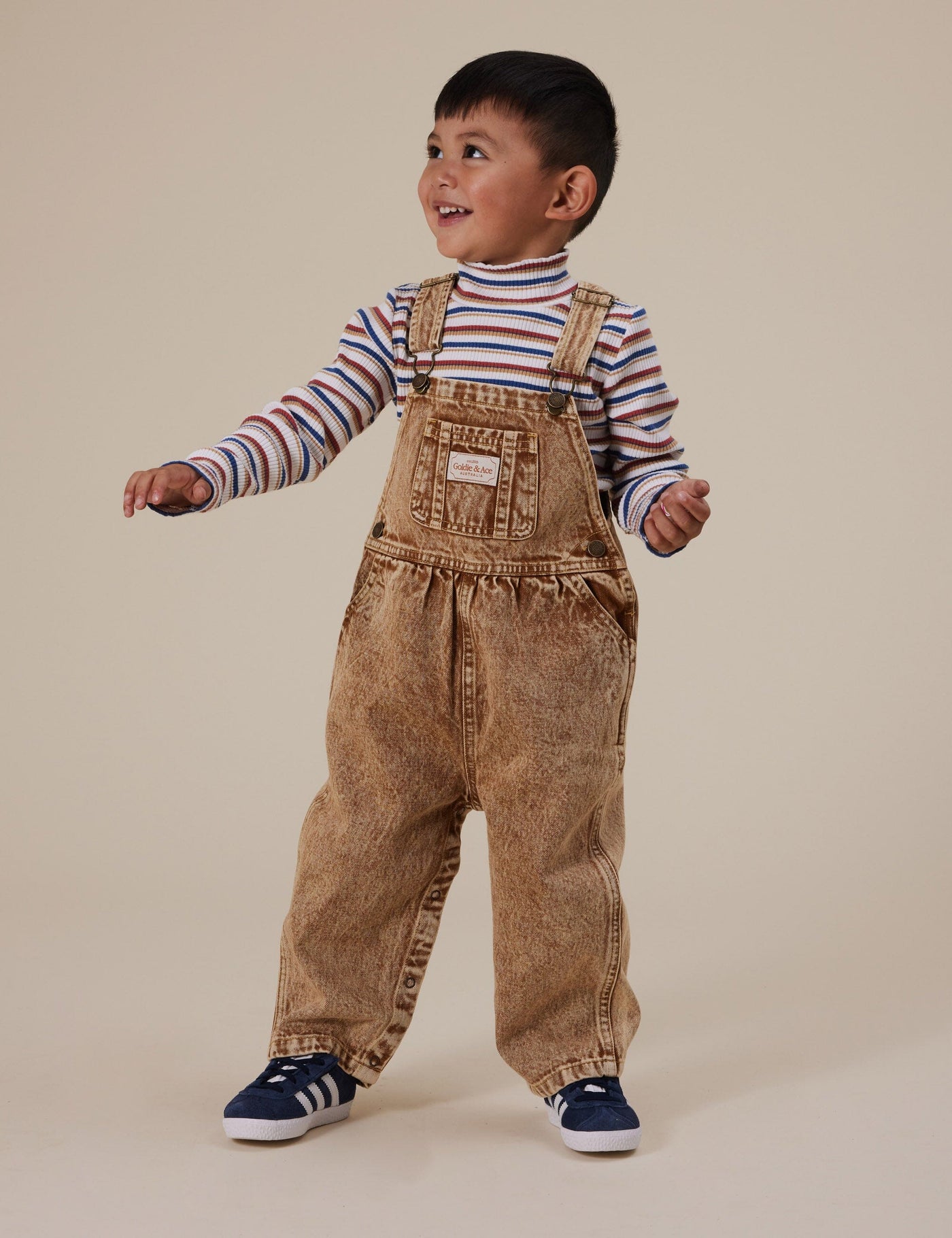 Goldie & Ace - Austin Vintage Washed Denim Overalls | Brown Overalls Goldie & Ace 