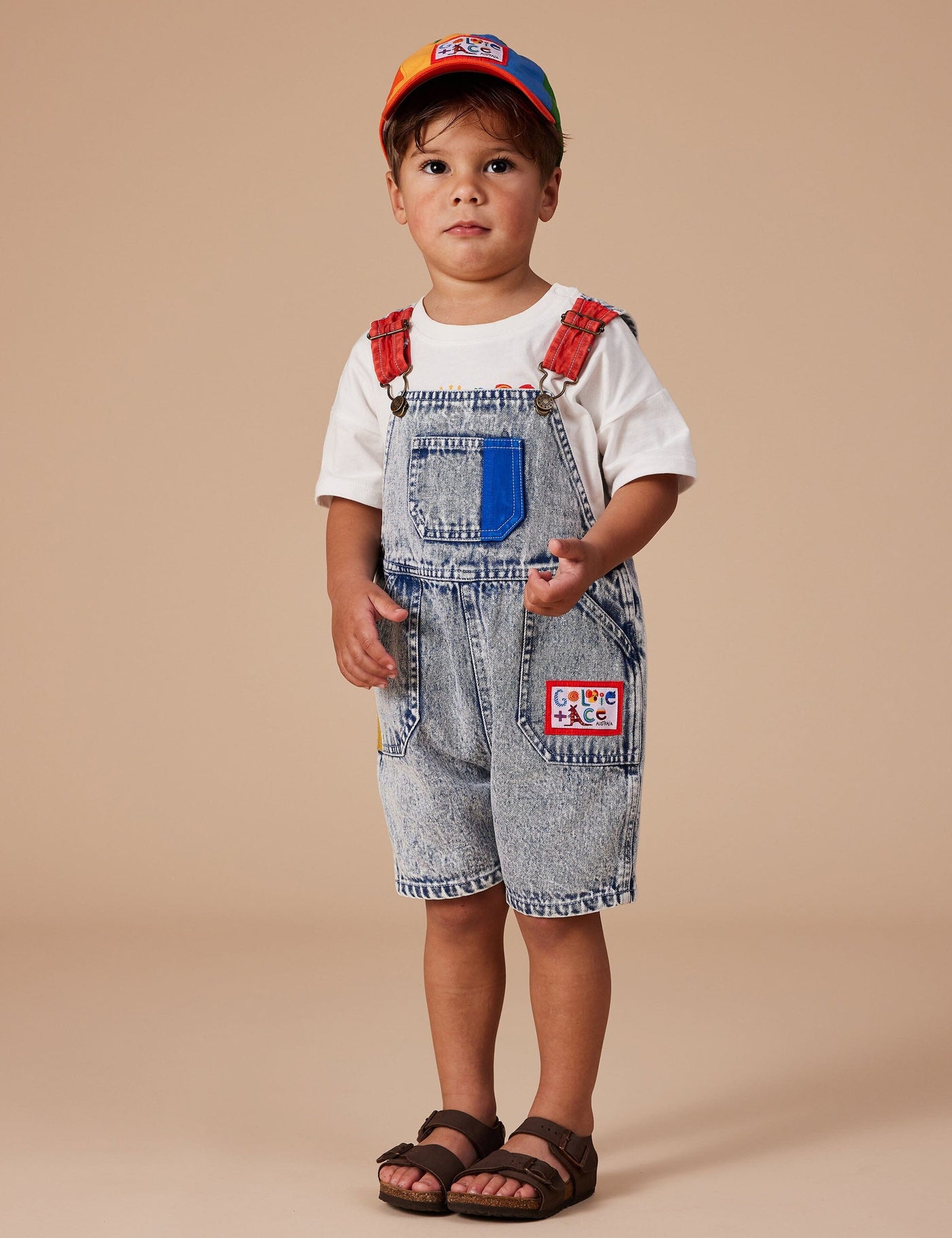 Goldie & Ace - Burton Colour Pop Cargo Denim Overalls Light Denim Overalls Goldie & Ace 