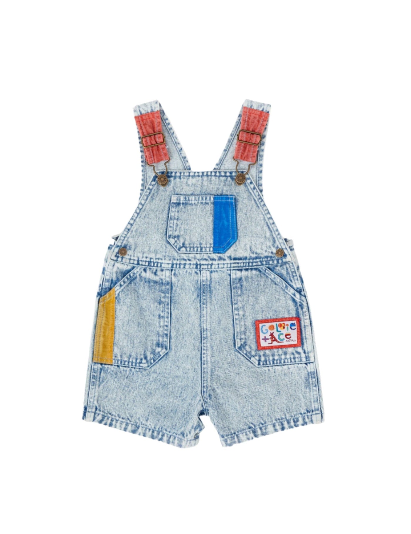 Goldie & Ace - Burton Colour Pop Cargo Denim Overalls Light Denim Overalls Goldie & Ace 