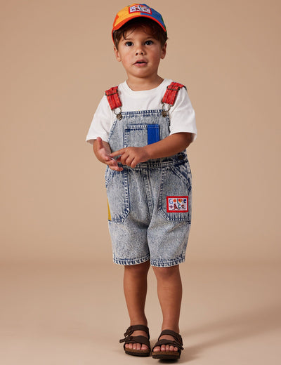 Goldie & Ace - Burton Colour Pop Cargo Denim Overalls Light Denim Overalls Goldie & Ace 