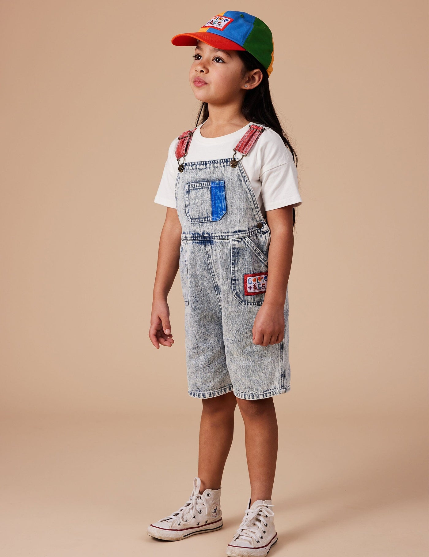 Goldie & Ace - Burton Colour Pop Cargo Denim Overalls Light Denim Overalls Goldie & Ace 