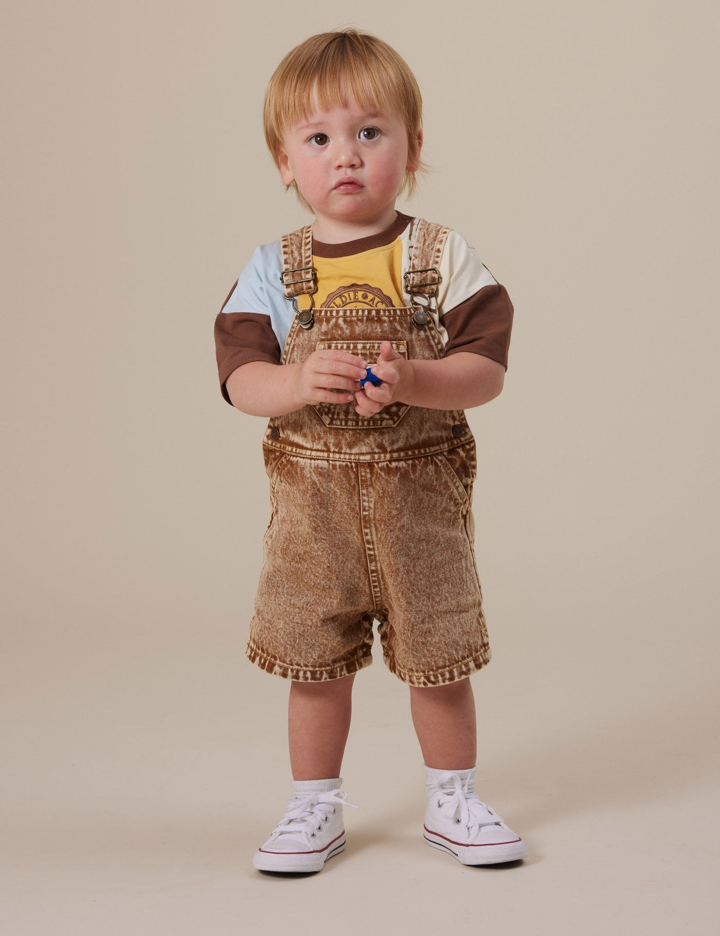 Goldie & Ace - Burton Vintage Washed Denim Overalls | Brown Overalls Goldie & Ace 