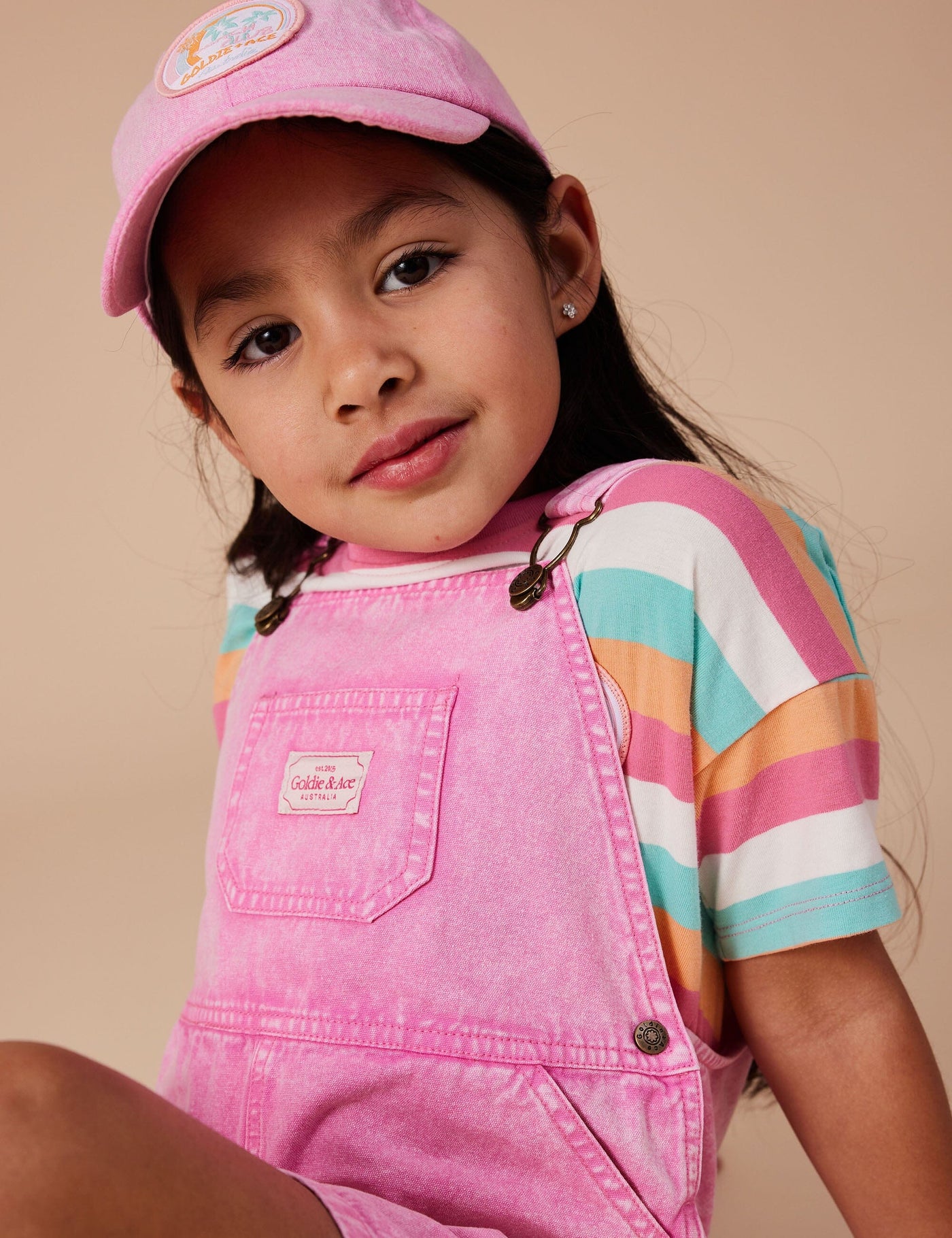 Goldie & Ace - Burton Vintage Washed Denim Overalls Bubblegum Overalls Goldie & Ace 