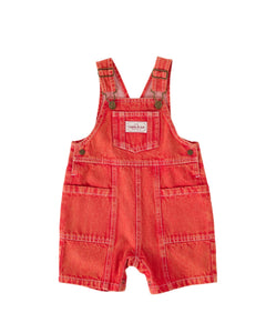 Goldie & Ace - Burton Vintage Washed Denim Pocket Overalls Apple Red