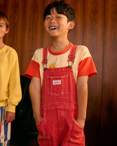 Goldie & Ace - Burton Vintage Washed Denim Pocket Overalls Apple Red Overalls Goldie & Ace 
