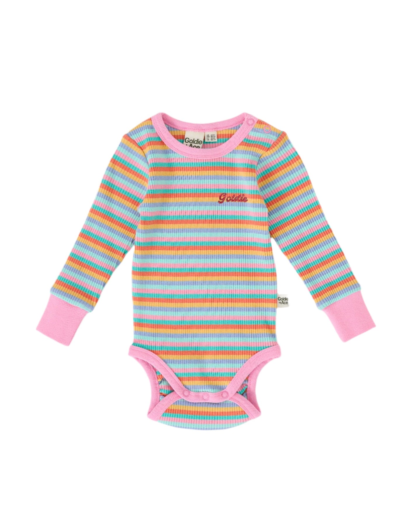 Goldie & Ace - Candy Stripe Long Sleeve Rib Bodysuit Bodysuit Goldie & Ace 