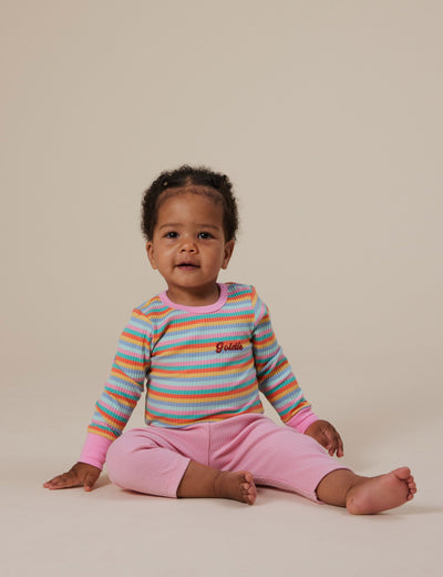 Goldie & Ace - Candy Stripe Long Sleeve Rib Bodysuit Bodysuit Goldie & Ace 