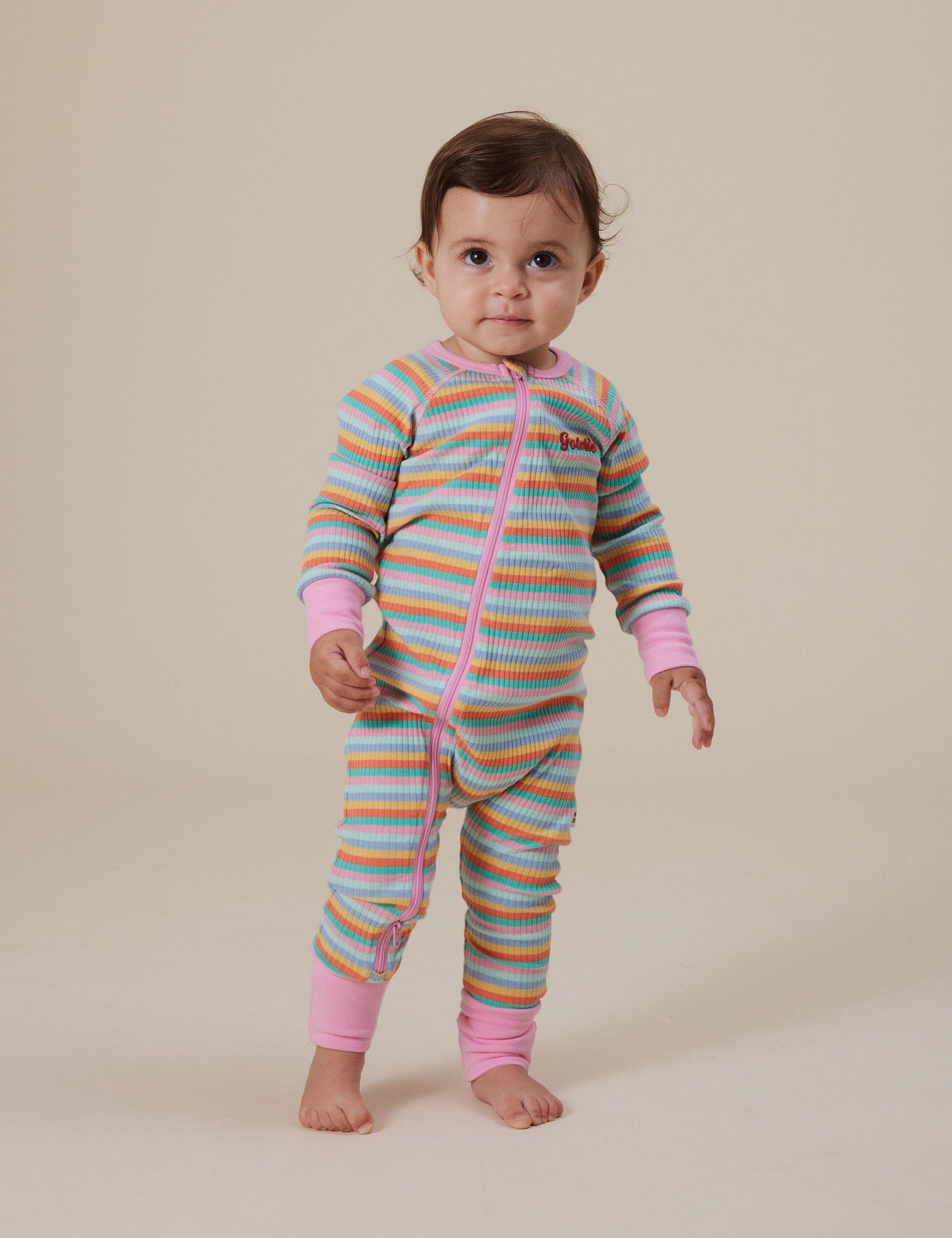 Goldie & Ace - Candy Stripe Rib Zipsuit Zipsuit Goldie & Ace 