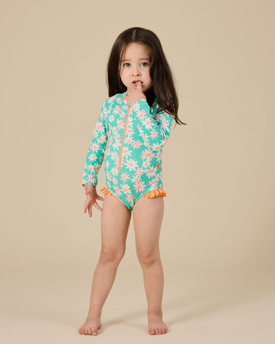 Goldie & Ace - Daisy Patch Long Sleeve Frill Swimsuit One-Piece Swimsuit Goldie & Ace 