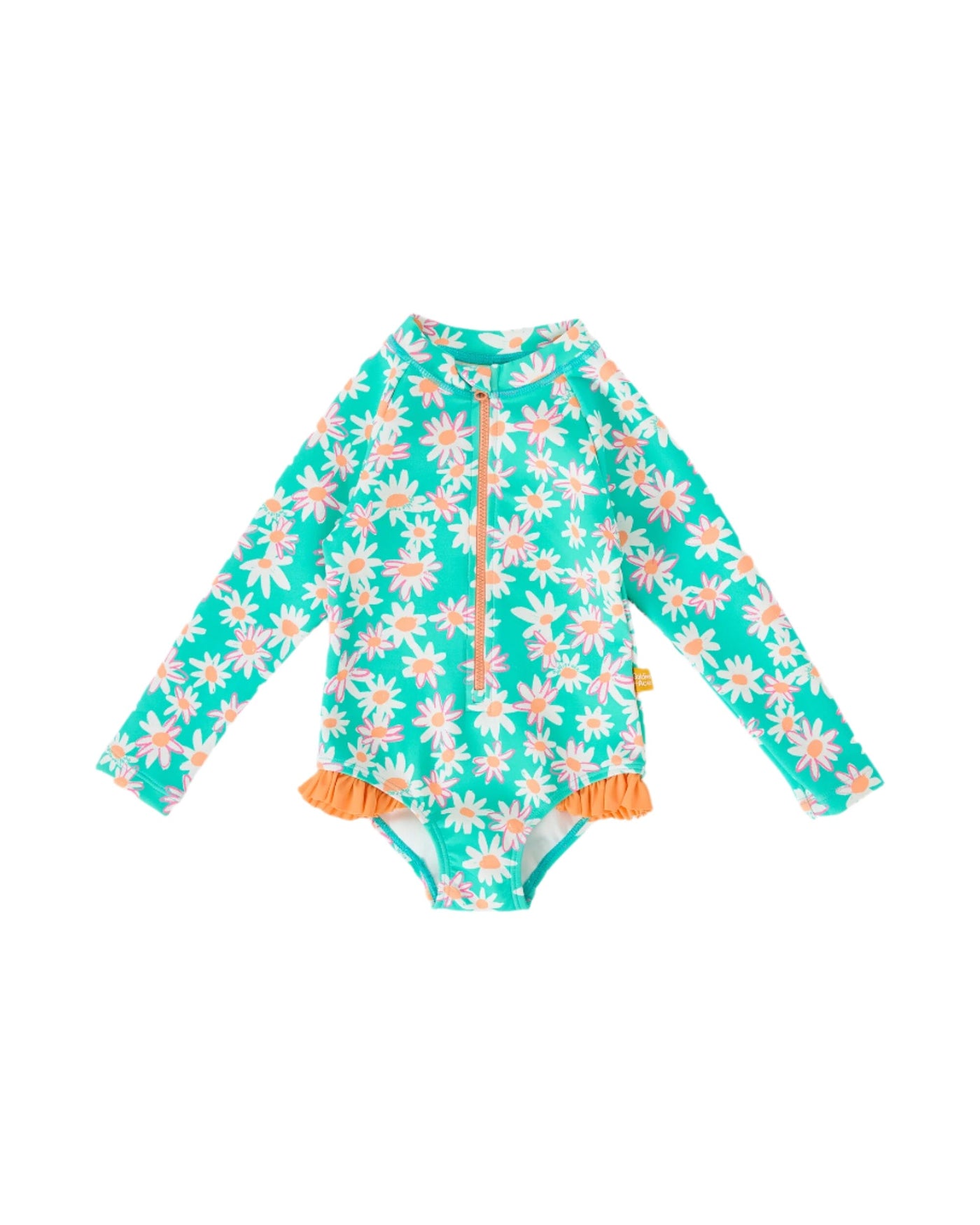 Goldie & Ace - Daisy Patch Long Sleeve Frill Swimsuit One-Piece Swimsuit Goldie & Ace 
