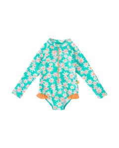 Goldie & Ace - Daisy Patch Long Sleeve Frill Swimsuit