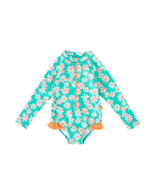 Goldie & Ace - Daisy Patch Long Sleeve Frill Swimsuit