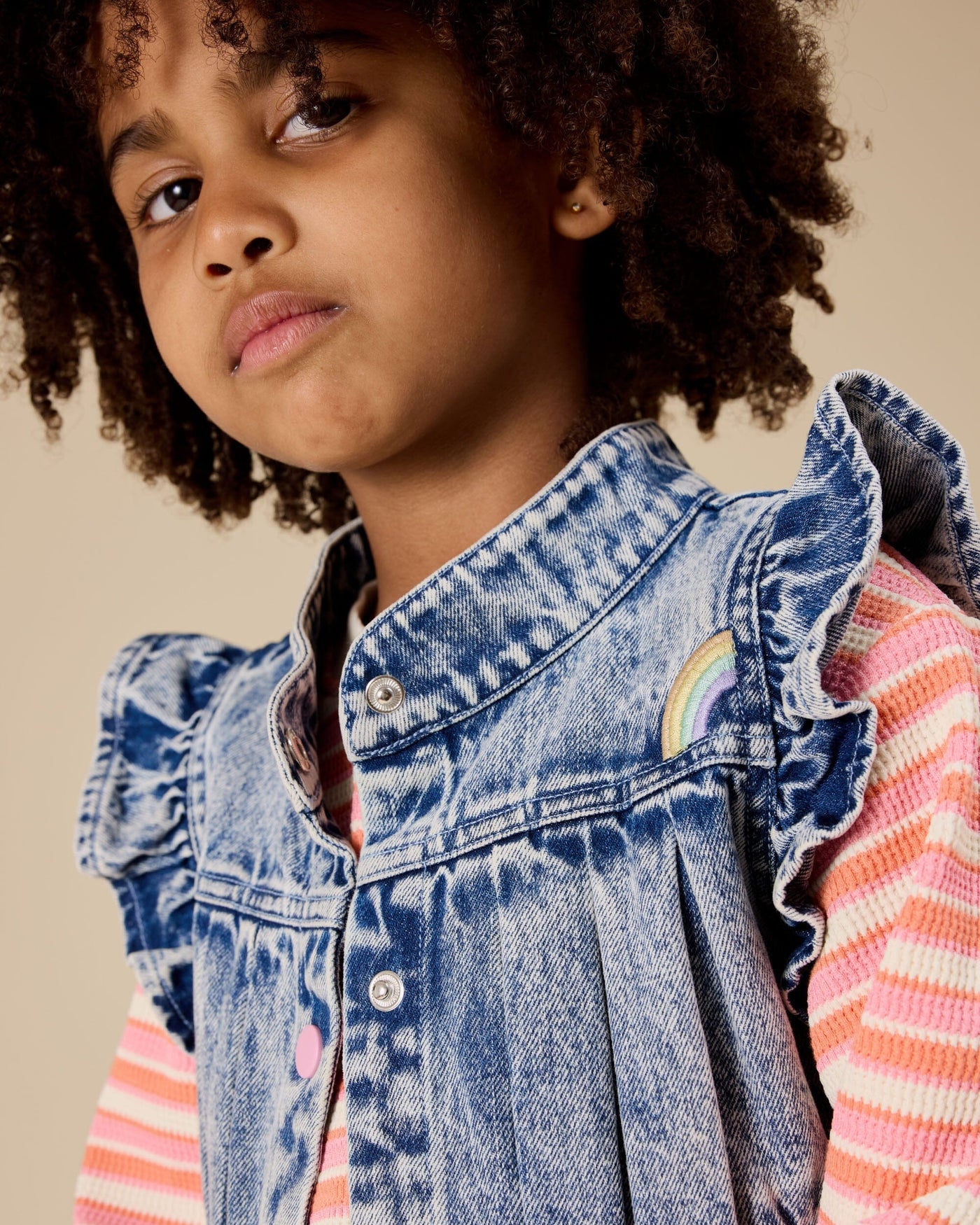 Goldie & Ace - Elodie Embroidered Denim Vest Vest Goldie & Ace 