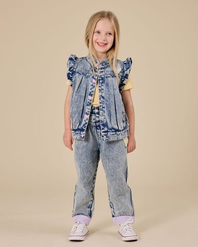 Goldie & Ace - Elodie Embroidered Denim Vest Vest Goldie & Ace 