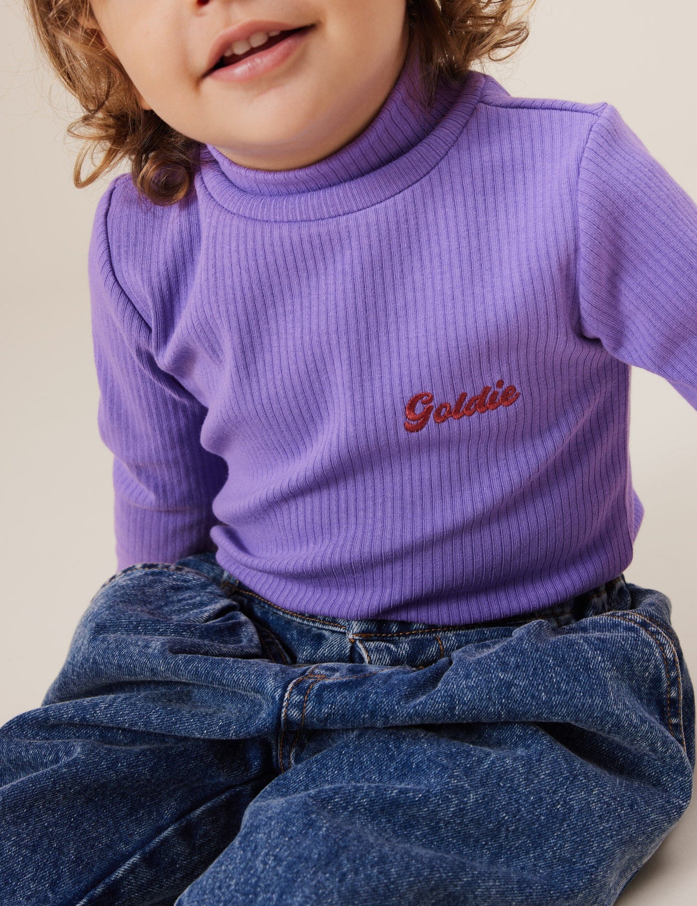 Goldie & Ace - Embroidered Rib Skivvy | Grape Long Sleeve Top Goldie & Ace 