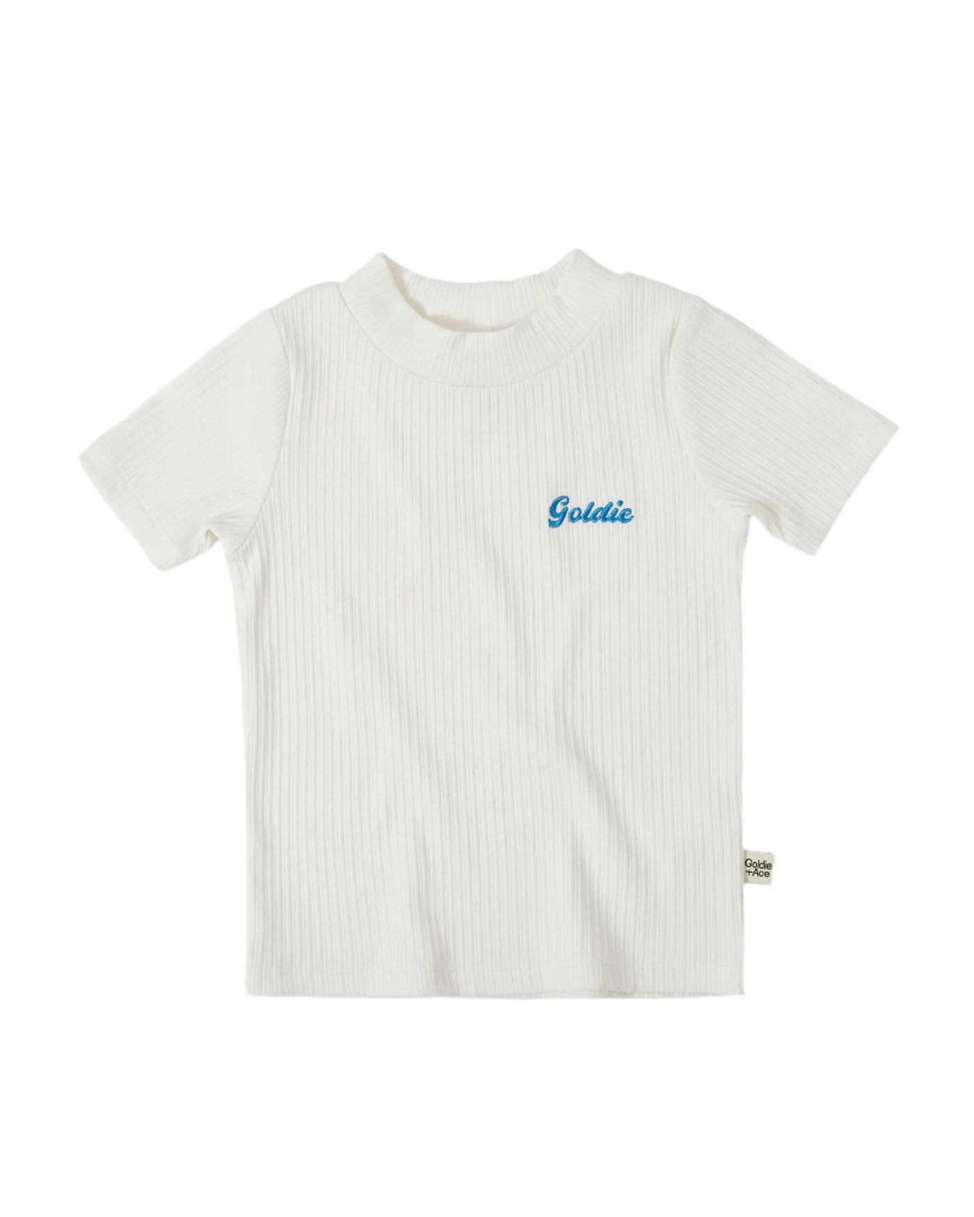 Goldie & Ace - Embroidered Rib T-Shirt White Short Sleeve T-Shirt Goldie & Ace 