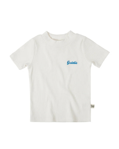 Goldie & Ace - Embroidered Rib T-Shirt White Short Sleeve T-Shirt Goldie & Ace 
