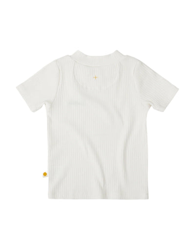 Goldie & Ace - Embroidered Rib T-Shirt White Short Sleeve T-Shirt Goldie & Ace 