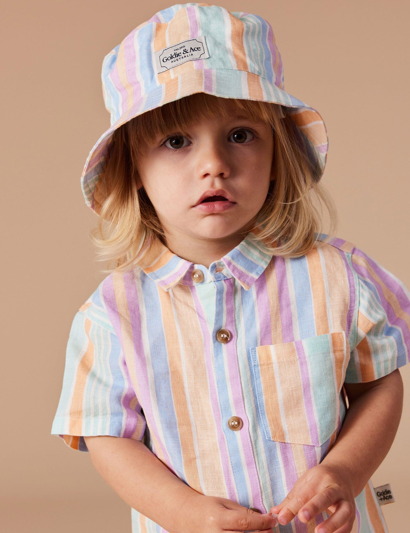 Goldie & Ace Goldie Linen Bucket Hat Pastel Stripe Hats Goldie & Ace 