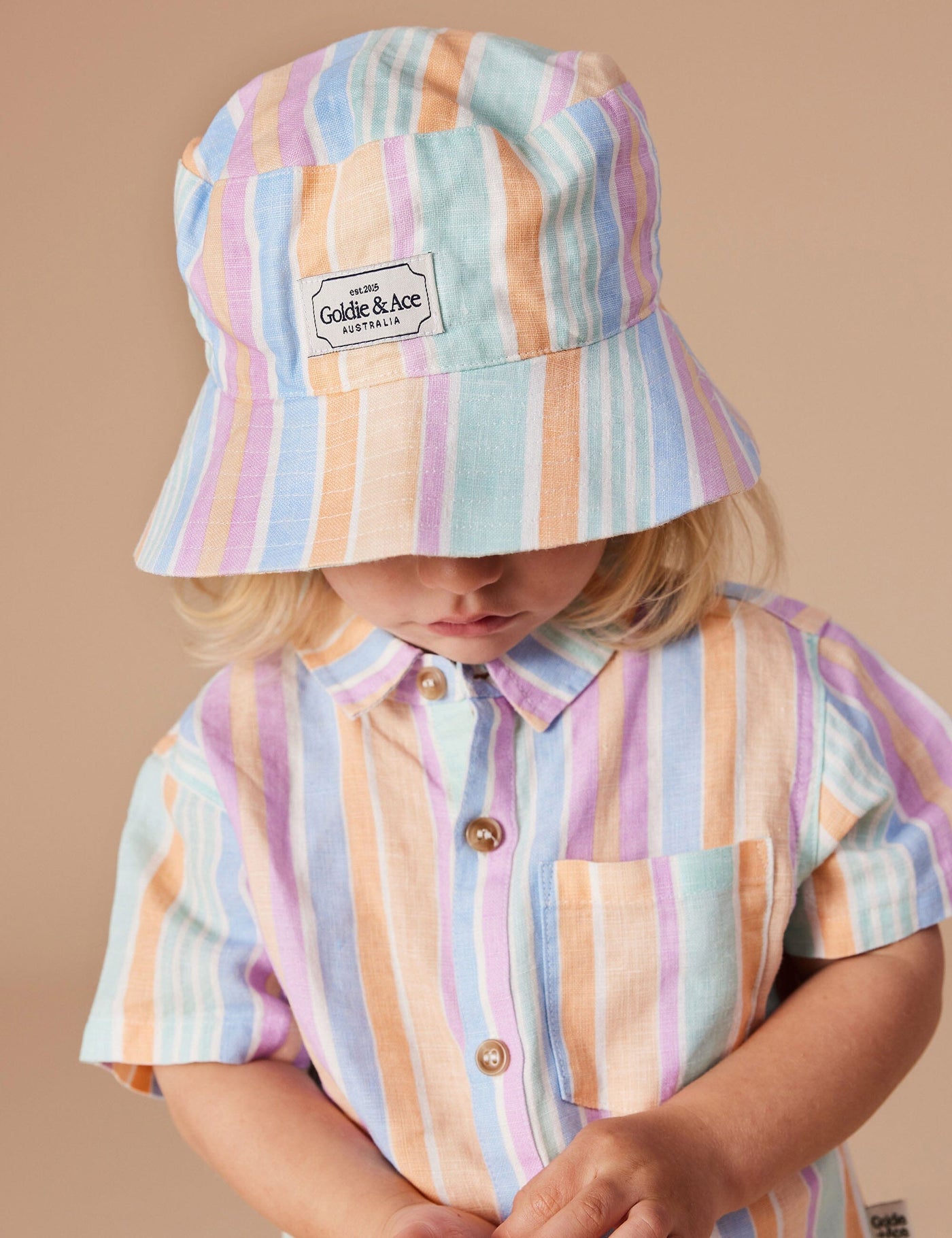 Goldie & Ace Goldie Linen Bucket Hat Pastel Stripe Hats Goldie & Ace 