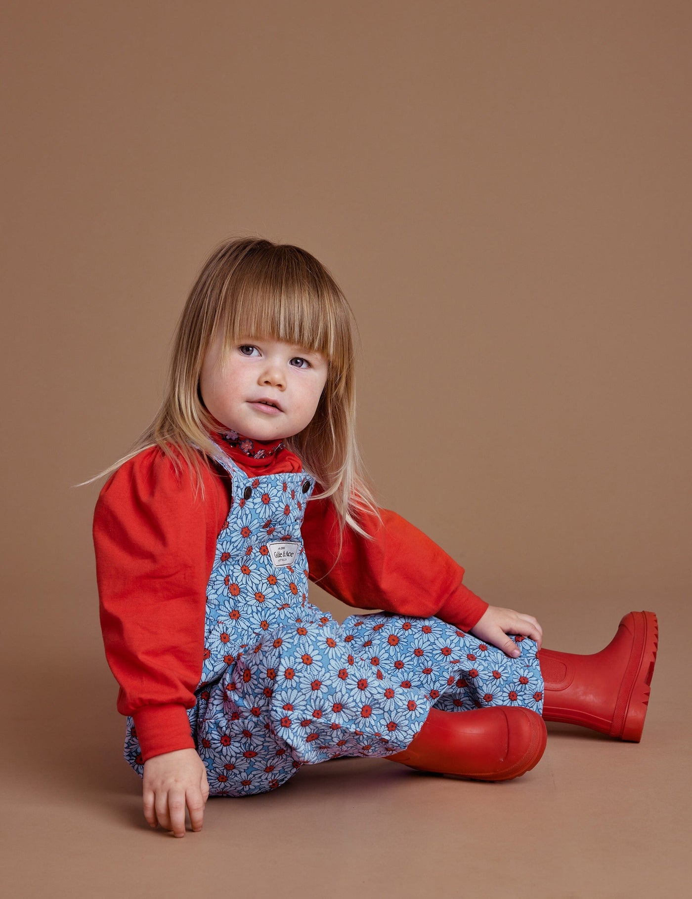 Goldie & Ace Goldie Vintage Overall Dixie Daisy Corduroy - Blue Red Overalls Goldie & Ace 