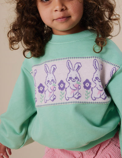 Goldie & Ace - Hazel Puff Sleeve Bunny Sweater | Mint Jumper Goldie & Ace 