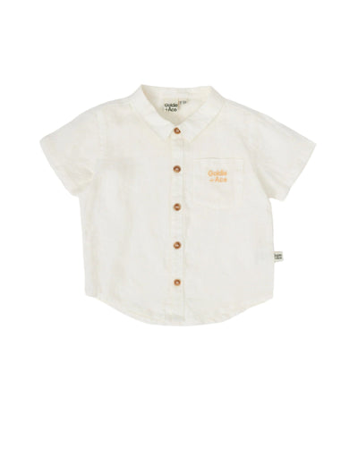 Goldie & Ace - Holiday Linen Shirt Ivory Short Sleeve Shirt Goldie & Ace 