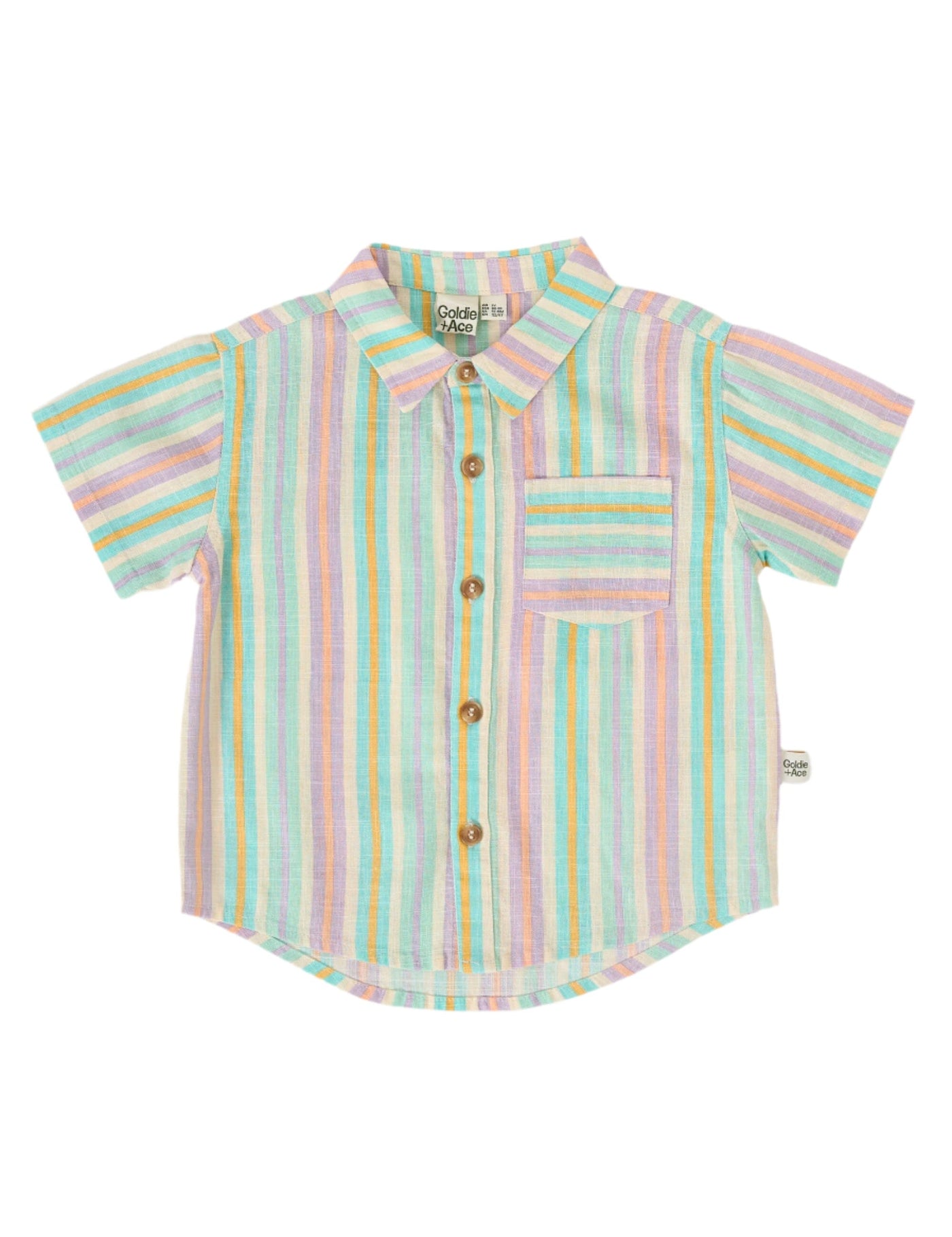 Goldie & Ace - Holiday Linen Shirt | Resort Stripe Short Sleeve Shirt Goldie & Ace 