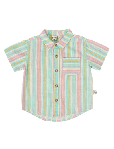 Goldie & Ace - Holiday Linen Shirt | Resort Stripe Short Sleeve Shirt Goldie & Ace 