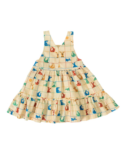 Goldie & Ace - Hopscotch Tully Tiered Pinafore Dress Sleeveless Dress Goldie & Ace 