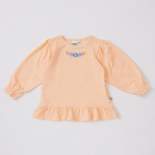 Goldie & Ace - Isla Embroidered Frill Hem Top - Peach