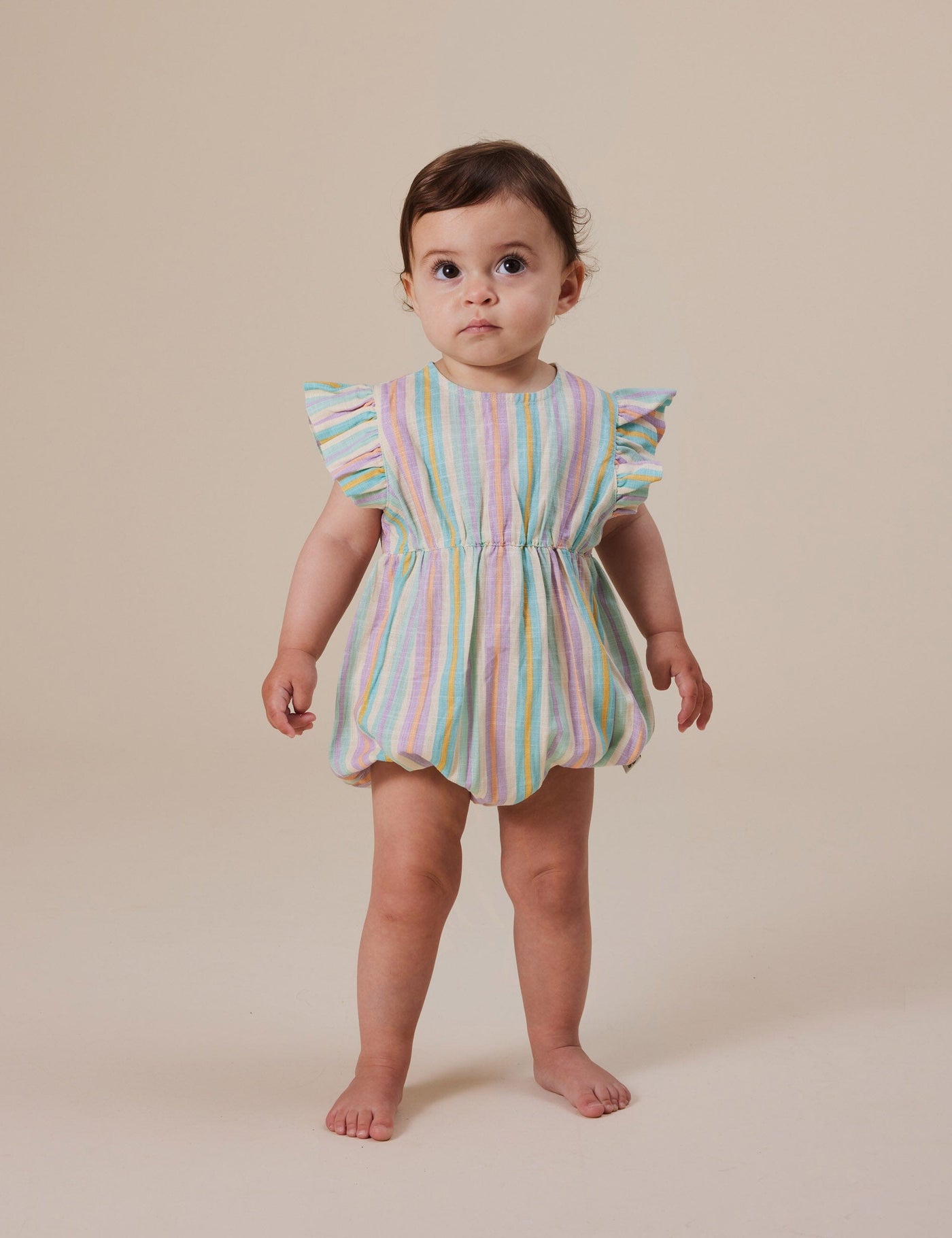 Goldie & Ace - Lani Resort Stripe Linen Romper Romper Goldie & Ace 