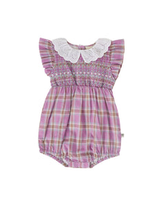 Goldie & Ace - Lani Smocked Romper | Mauve Check