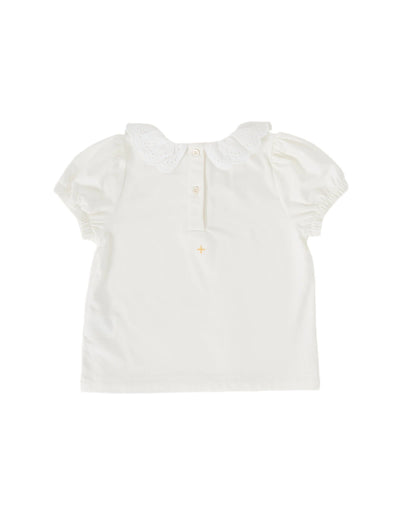 Goldie & Ace - Laura Puff Sleeve Collar Top Cream Short Sleeve Top Goldie & Ace 