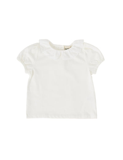 Goldie & Ace - Laura Puff Sleeve Collar Top Cream Short Sleeve Top Goldie & Ace 