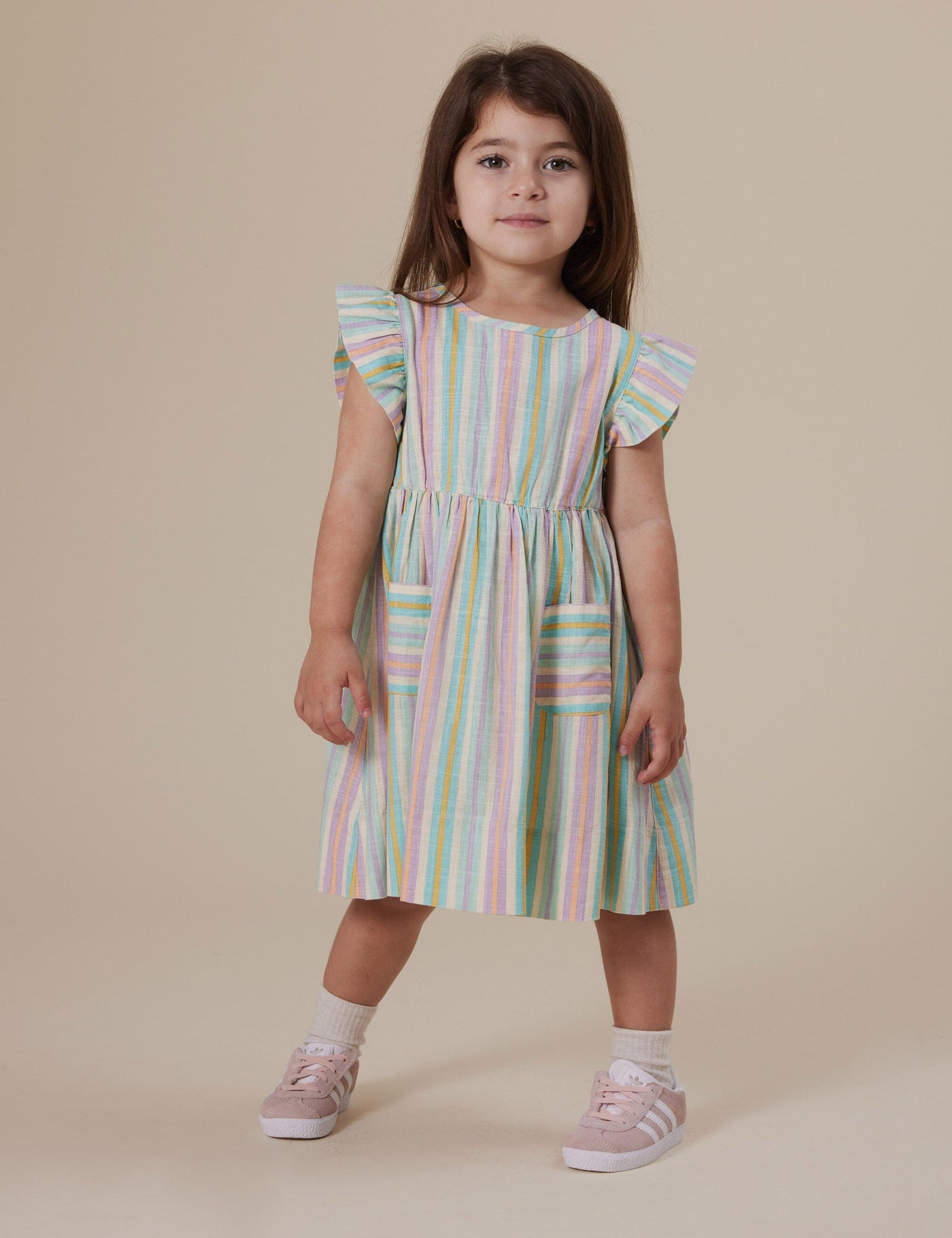 Goldie & Ace - Lyla Linen Dress | Resort Stripe Short Sleeve Dress Goldie & Ace 