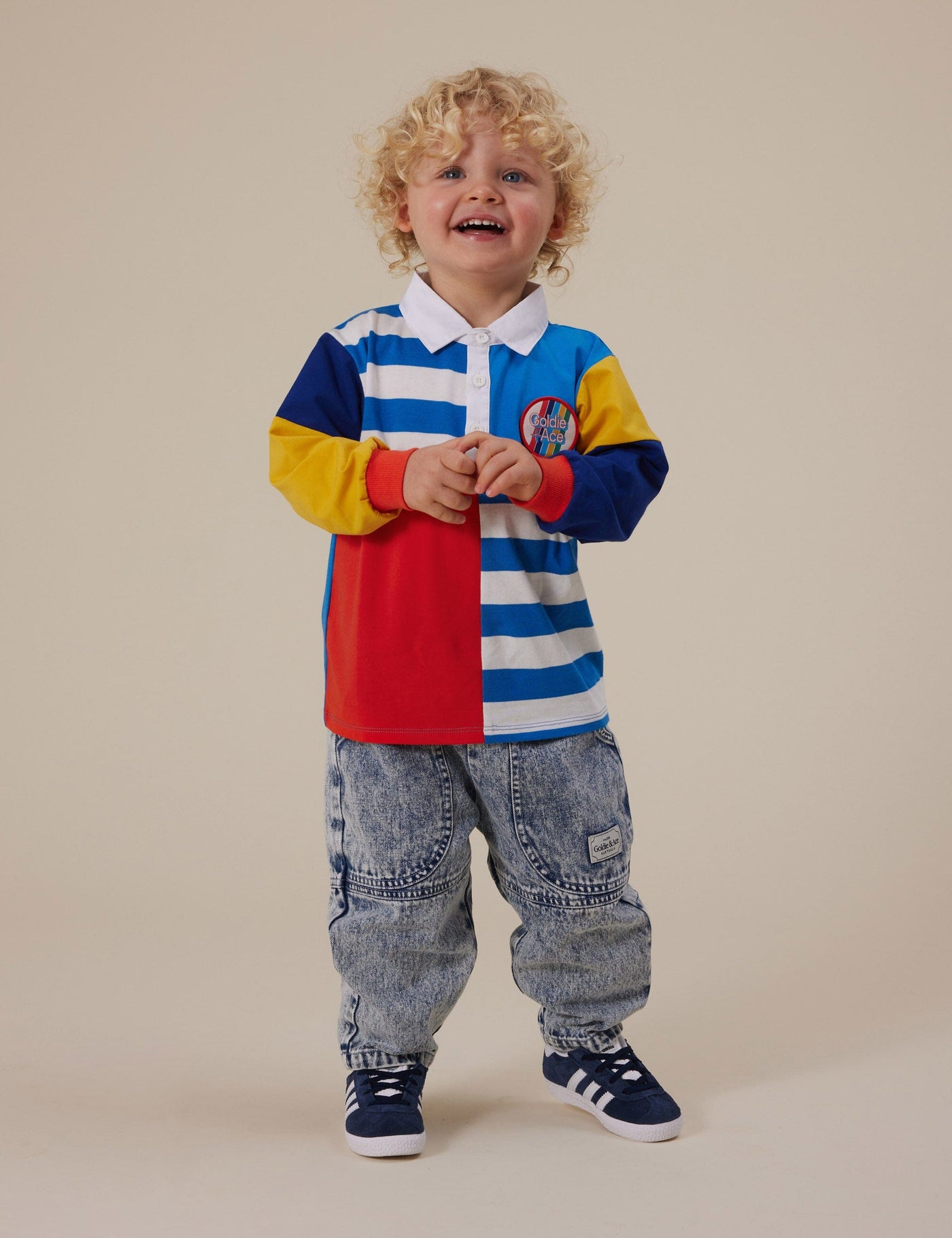 Goldie & Ace - Myles Colour Block Rugby Polo Long Sleeve Top Goldie & Ace 