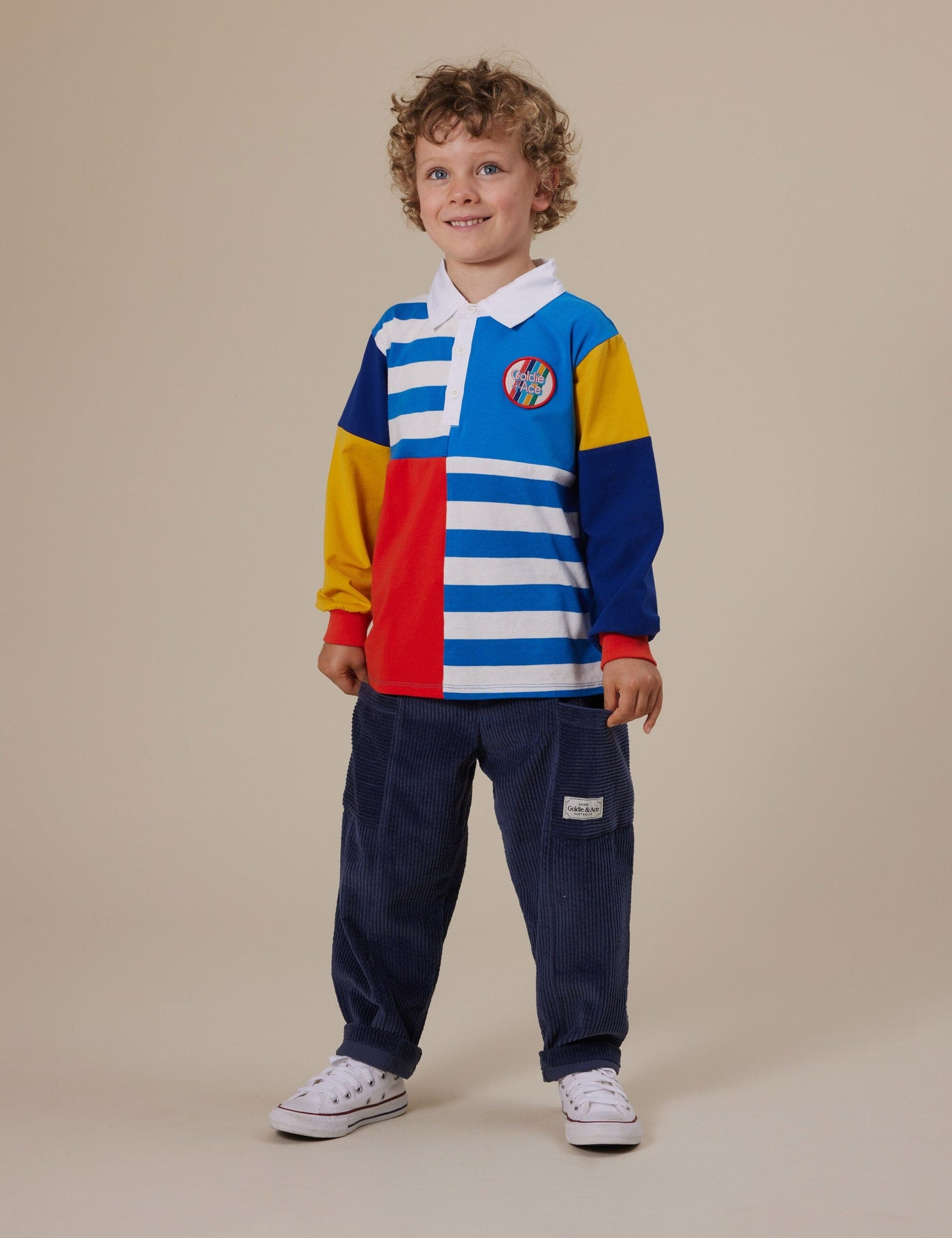 Goldie & Ace - Myles Colour Block Rugby Polo Long Sleeve Top Goldie & Ace 