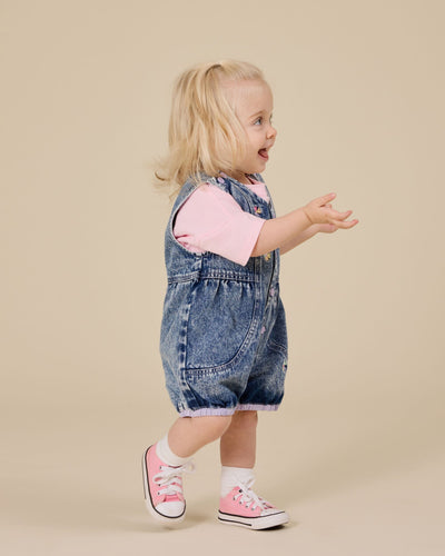 Goldie & Ace - Nina Pastel Petals Denim Romper Romper Goldie & Ace 